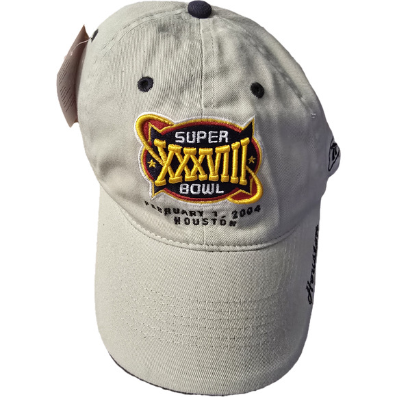 Reebok 2004 Superbowl Baseball Hat XXXVIII Patriots Panthers Tan Adjustable NIB‎ - Picture 1 of 10